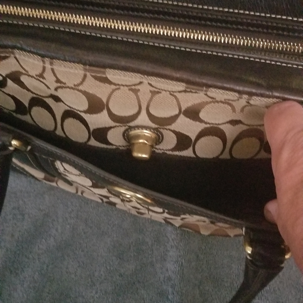 Coach Satchel Brown Leather and Monogram Canvas - Picture 11 of 15